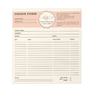 Bakery Whisk customer Order Form Notepad