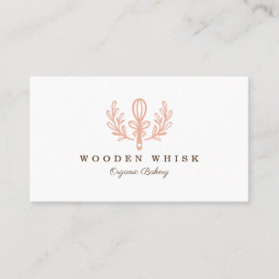 Bakery Whisk & Floral Leaf Wreath Business Logo Business Card