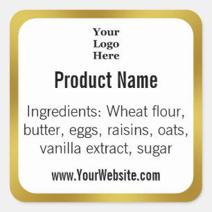 Bakery White & Gold Ingredients Logo Product Label