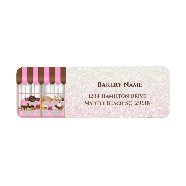 Bakery Window Pastry Business Address Label (Front)