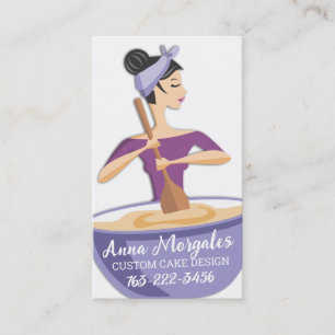 Bakery woman baking mixing bowl business cards