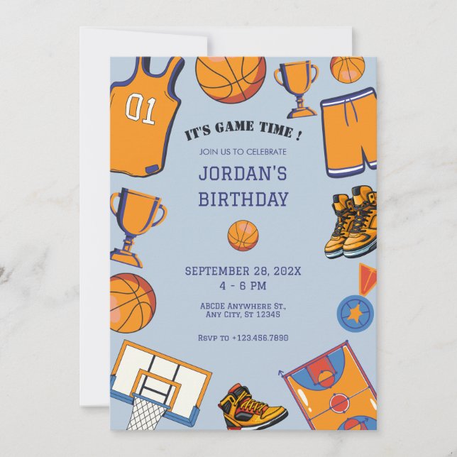 Baketball birthday Invitation (Front)
