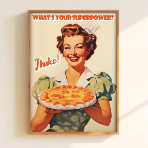 Baking Art Print Cake Art Print Retro Kitchen Wall