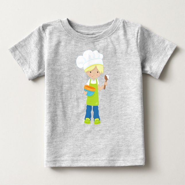 Baking, Baker, Bakery, Apron, Cute Boy, Blonde Hai Baby T-Shirt (Front)