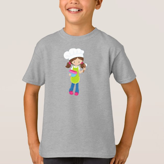 Baking, Baker, Bakery, Cute Girl, Brown Hair T-Shirt (Front)