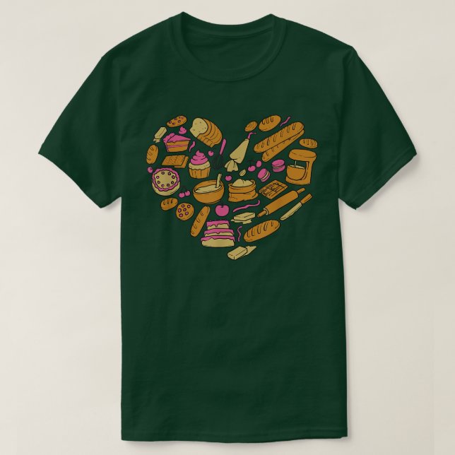 Baking Baker Heart Cupcakes Bread Cakes Baking  T-Shirt (Design Front)