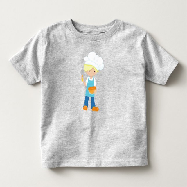 Baking, Baker, Pastry Chef, Cute Boy, Blonde Hair Toddler T-Shirt (Front)