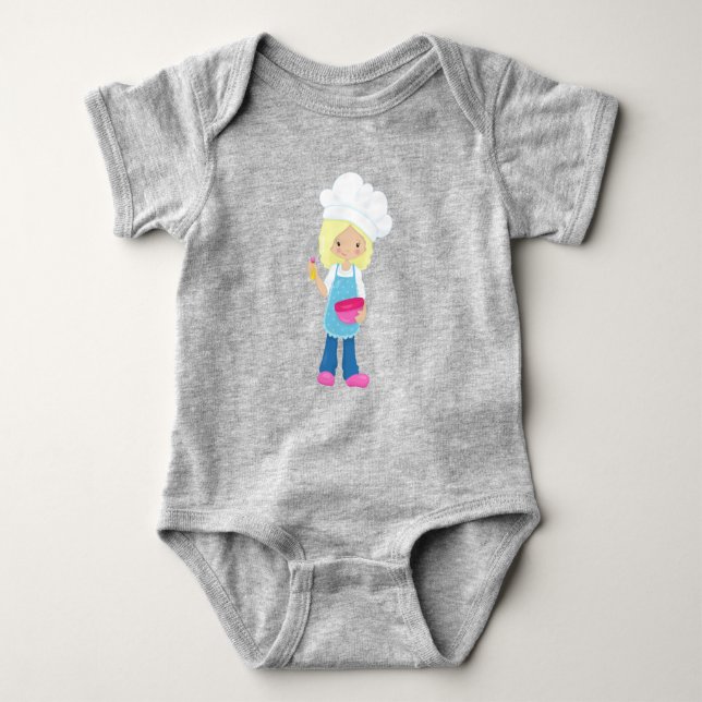 Baking, Baker, Pastry Chef, Cute Girl, Blonde Hair Baby Bodysuit (Front)