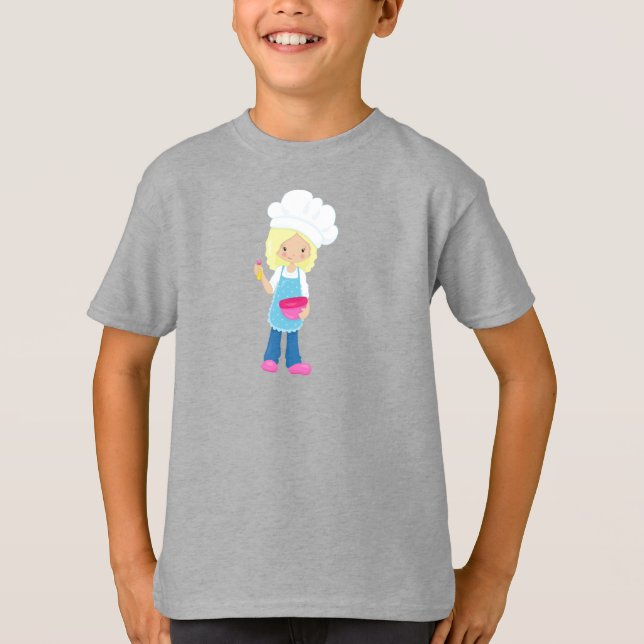Baking, Baker, Pastry Chef, Cute Girl, Blonde Hair T-Shirt (Front)