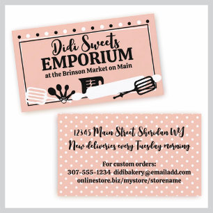 baking baker pastry chef utensils retro business c card
