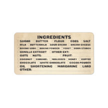 Baking bakery ingredients checklist packaging