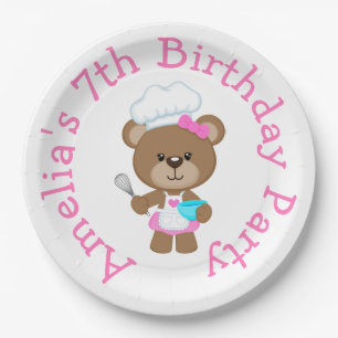 Baking Bear Birthday Party Paper Plate