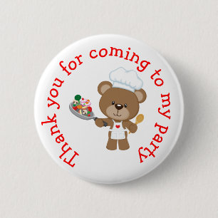 Baking Bear Birthday Party 'Thank you for coming' 6 Cm Round Badge