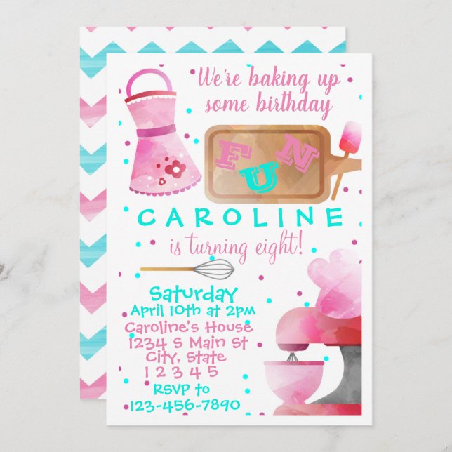 Baking birthday invitation (Front/Back)