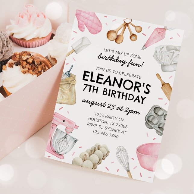 Baking Birthday Invitation Cupcake Invite (Creator Uploaded)