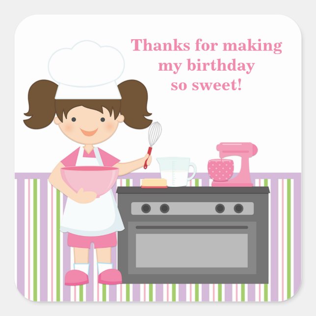 Baking Birthday Party Sticker (Front)