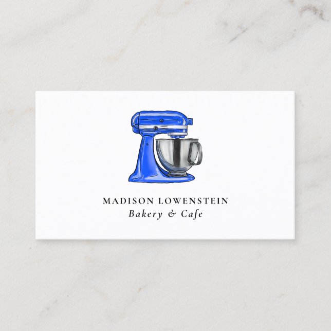 Baking Blue Whisk Caterer Pastry Chef Modern  Business Card (Front)