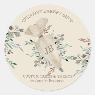 Baking Boho Chic Food Maker monogrammed Classic Round Sticker