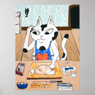 Baking Bread Cat Print