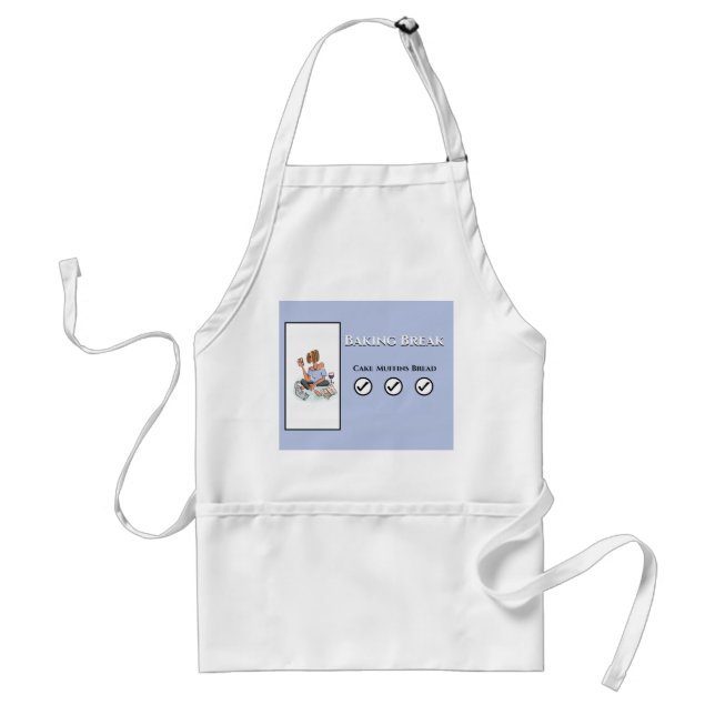 Baking Break Relaxing Lady with Cat, Wine & Cell Standard Apron (Front)