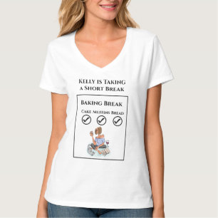 Baking Break Relaxing Lady with Wine, Cat & Cell T-Shirt