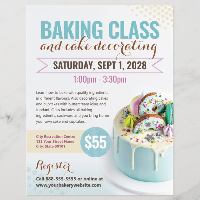 Baking Cake Decorating Class Event Flyer Template (Front)