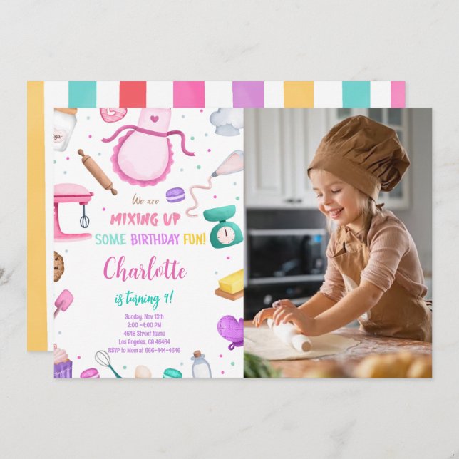 Baking Cake Photo Invitation (Front/Back)