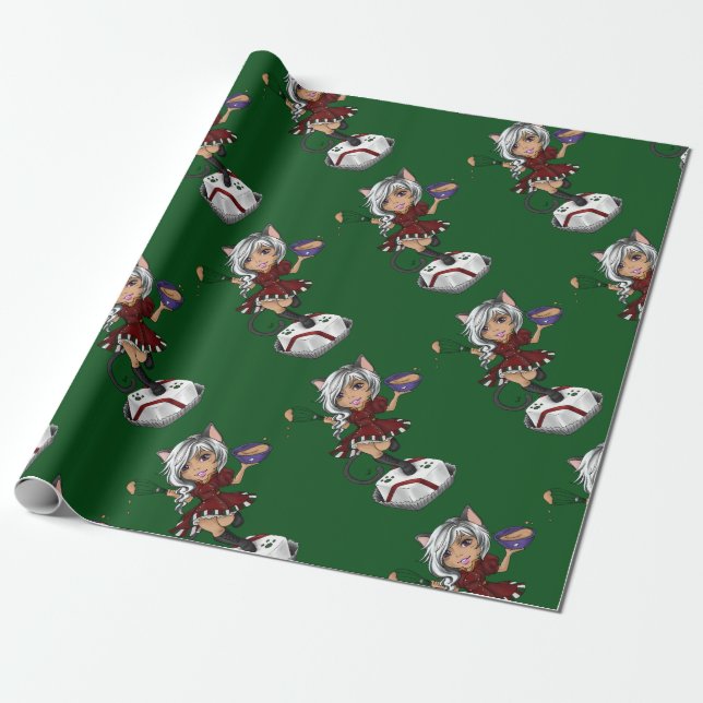 Baking Cat Wrapping Paper (Unrolled)