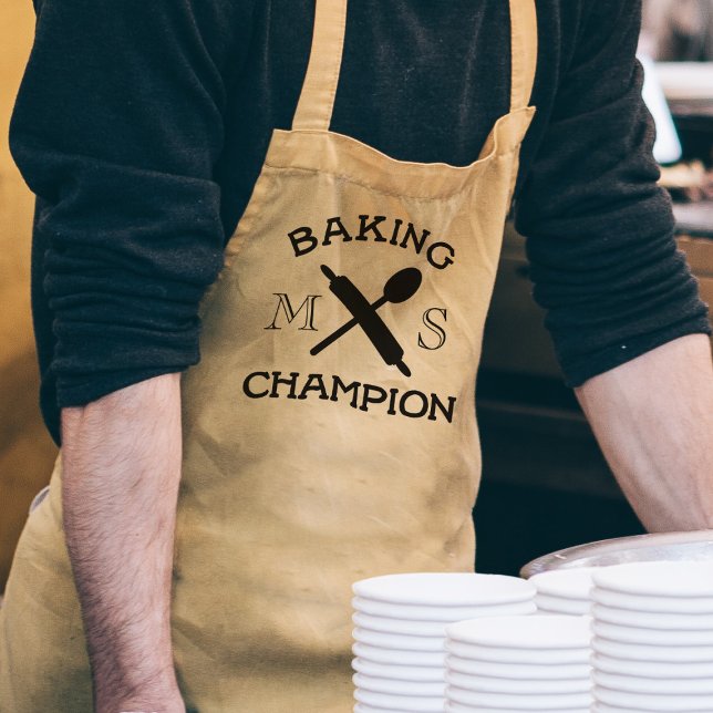Baking Champion Monogram Kitchen Apron for Bakers (Baking Champion Monogrammed Bakers Apron just for you)
