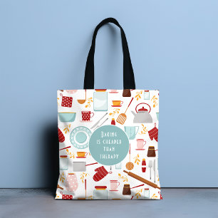 Baking Cheaper Than Therapy Funny Kitchen Blue Tote Bag