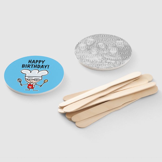 Baking chef kid's Birthday party favour custom  Hand Fan (Non-assembled)