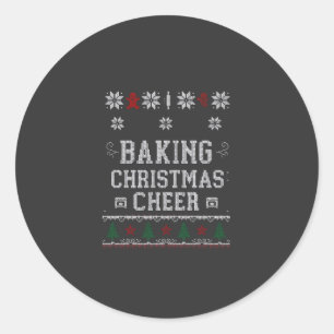 Baking Christmas Cheer Gingerbread Oven Knit Patte Classic Round Sticker