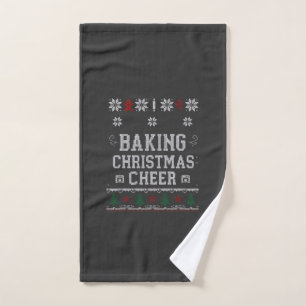 Baking Christmas Cheer Gingerbread Oven Knit Patte Hand Towel