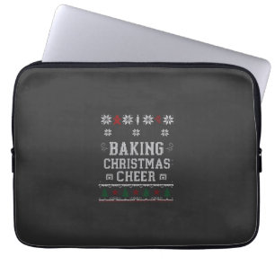 Baking Christmas Cheer Gingerbread Oven Knit Patte Laptop Sleeve