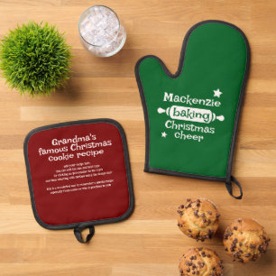 Baking Christmas Cheer Recipe Oven Mitt & Pot Holder Set