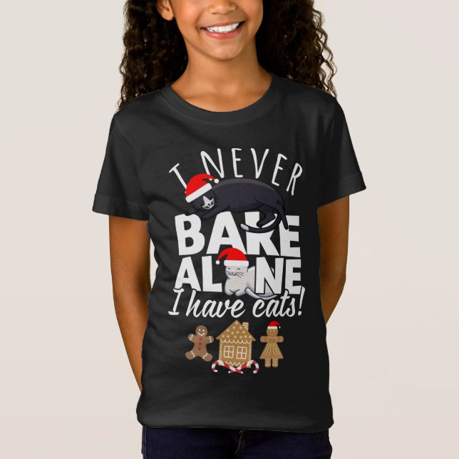 Baking Cookies with Cats at Christmas And Gingerbr T-Shirt (Front)