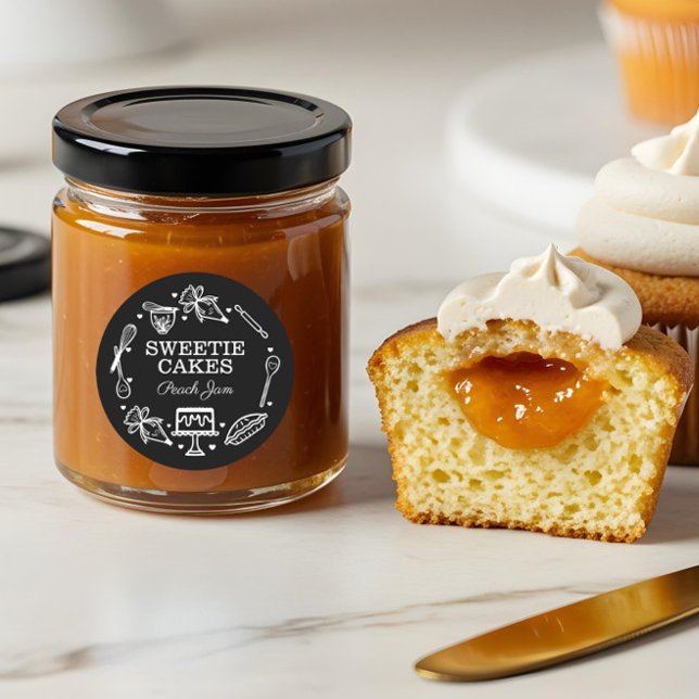 Baking & Cooking Utensil Black and White Classic Round Sticker (Baking & Cooking Utensil Black and White Classic Round Sticker)