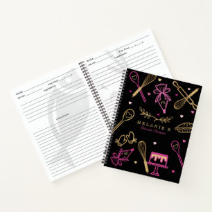 Baking & Cooking Utensil Black & Gold Recipe Notebook