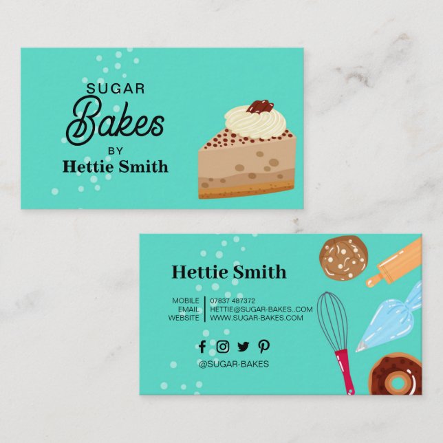 Baking & Cooking Utensil Green Cakes Bakes Business Card (Front/Back)