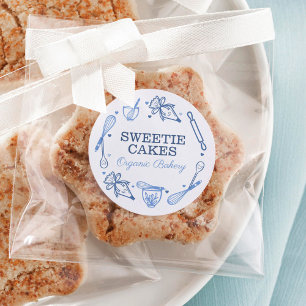 Baking & Cooking Utensil Navy Blue & White Classic Round Sticker