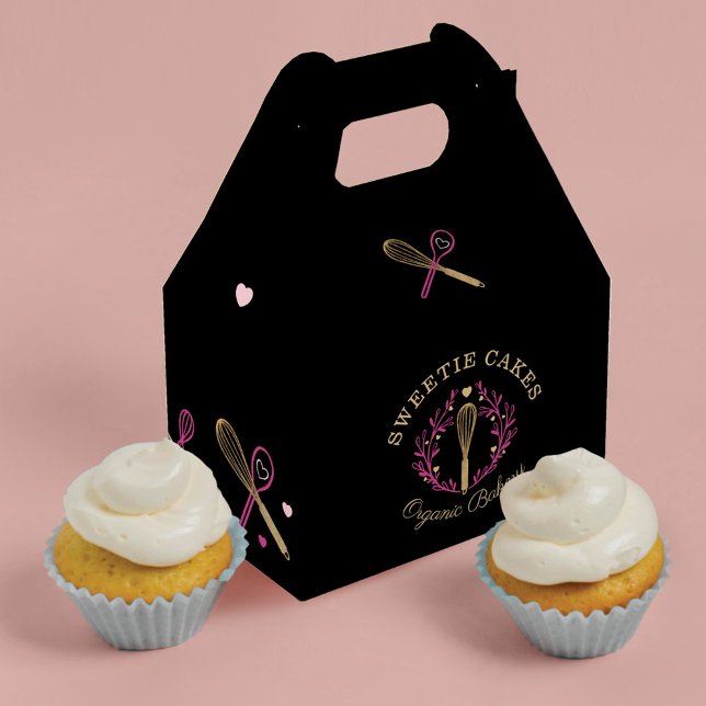 Baking & Cooking Utensil Pink Gold Black Bakery Favour Box (Creator Uploaded)