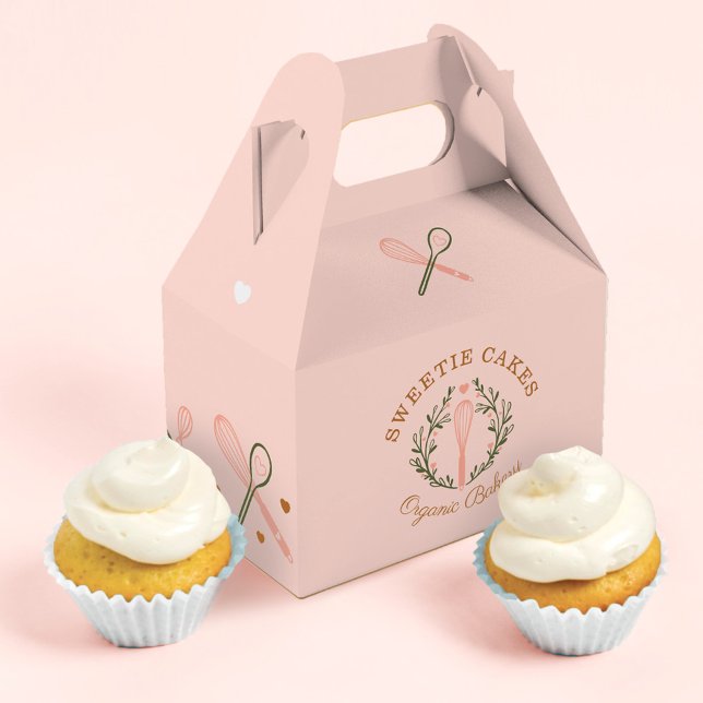 Baking & Cooking Utensil Pink & Olive Green Bakery Favour Box (Creator Uploaded)