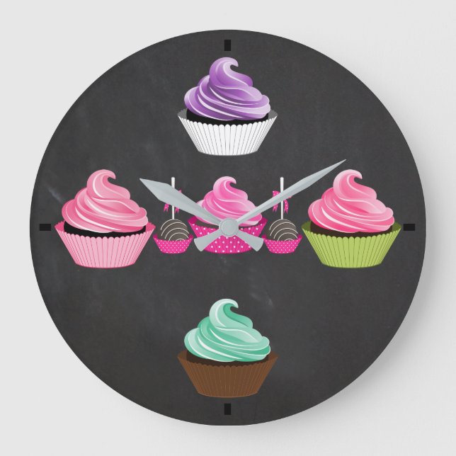 Baking Cupcake O'Clock Large Clock (Front)