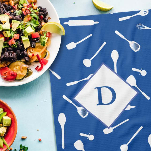 Baking Dad Monogram Blue Kitchen Towel (Creator Uploaded)