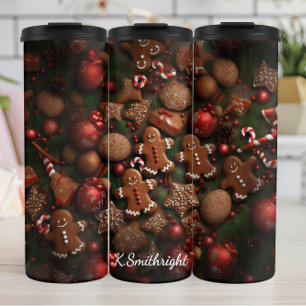 Baking Day Gingerbread Pattern Thermal Tumbler