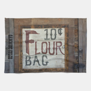 Baking flour for sale vintage sign - 10 cent flour tea towel