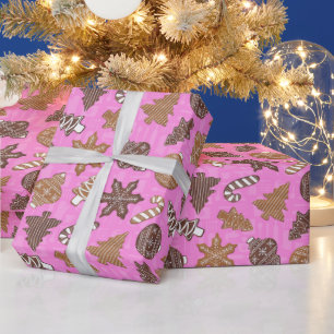 Baking Gingerbread Cookies Pink Christmas  Wrapping Paper