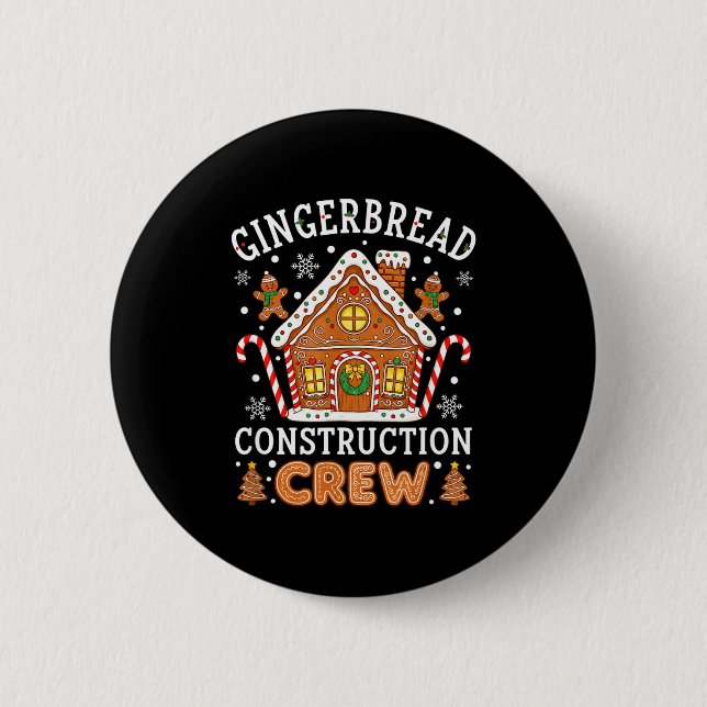 Baking Gingerbread House Construction Crew Christm 6 Cm Round Badge (Front)