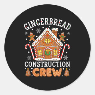 Baking Gingerbread House Construction Crew Christm Classic Round Sticker