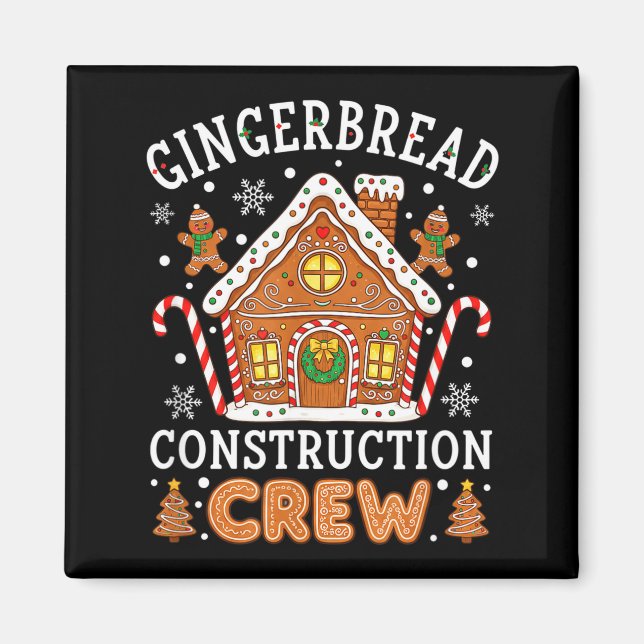 Baking Gingerbread House Construction Crew Christm Magnet (Front)
